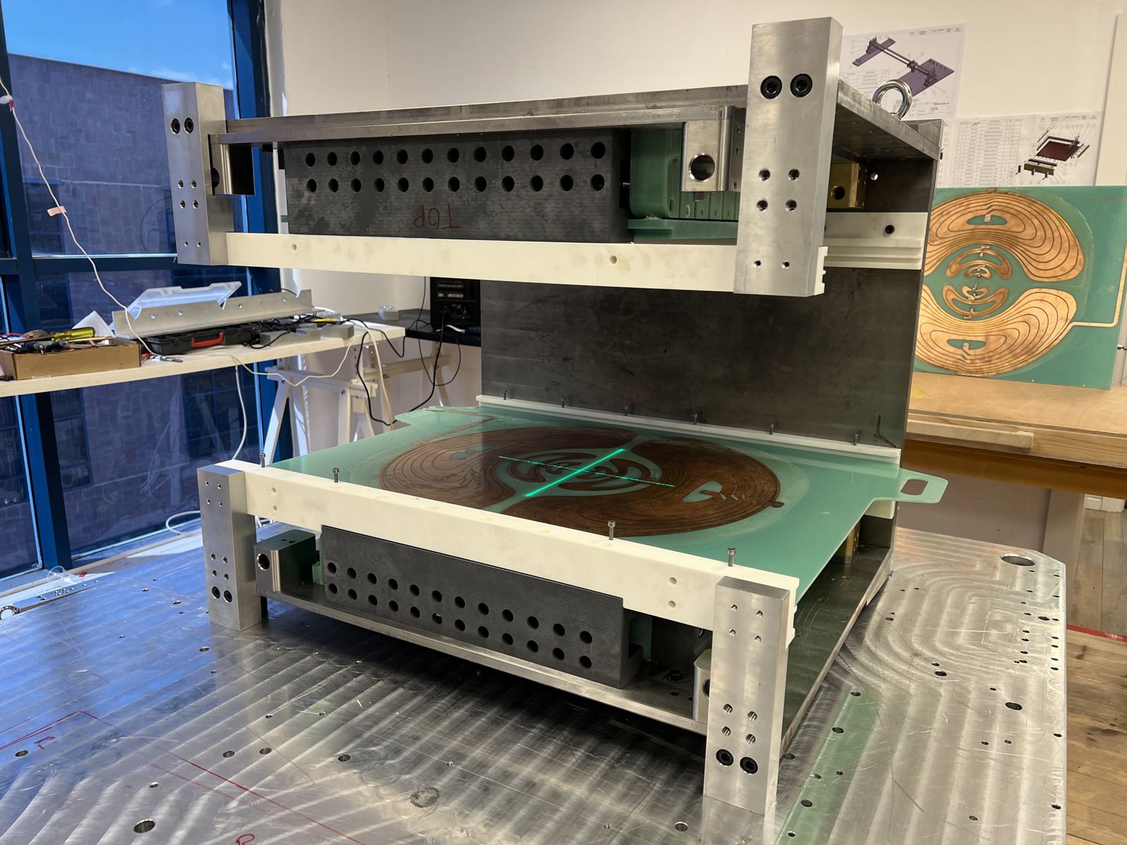 The magnet platform under assembly on the bench in the Agile lab